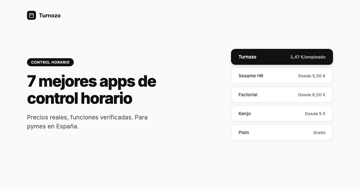 Comparativa de apps de control horario para empresas en España