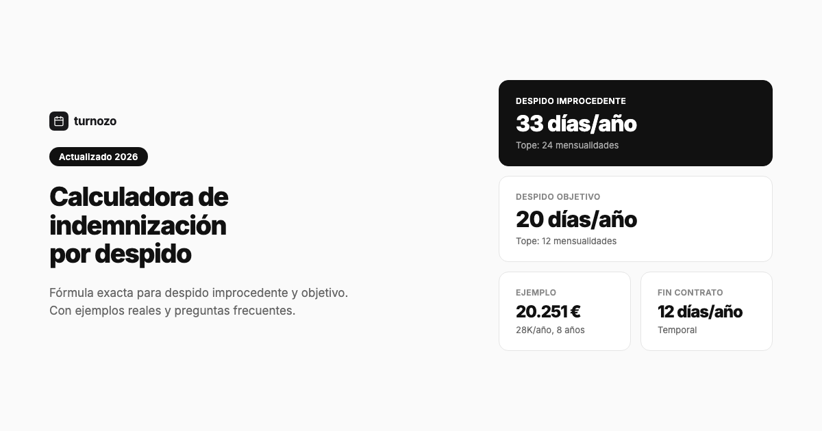 Calculadora de indemnizacion por despido con formula y ejemplos para 2026