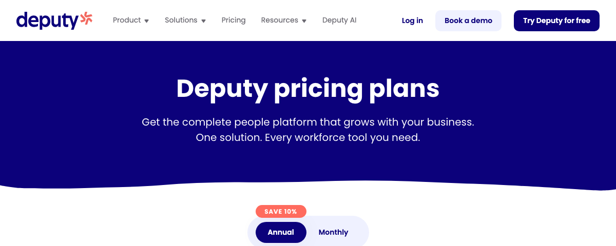 Deputy pricing page showing Lite, Core, and Pro plans