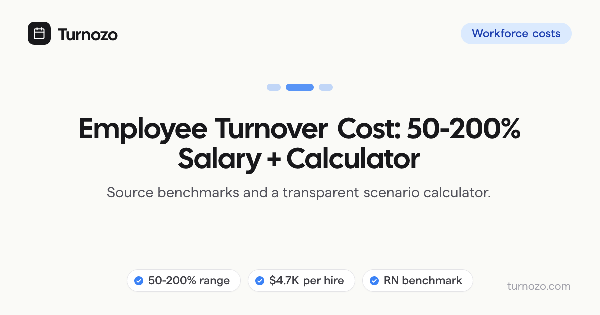Employee turnover cost source benchmarks and scenario calculator
