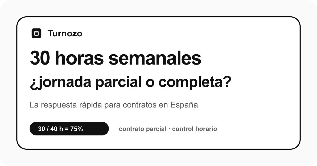 Imagen de Turnozo sobre si 30 horas semanales son jornada parcial o completa
