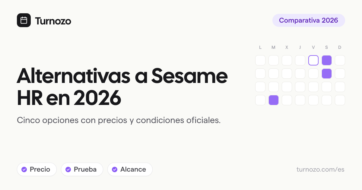 Cinco alternativas a Sesame HR comparadas por precio y alcance