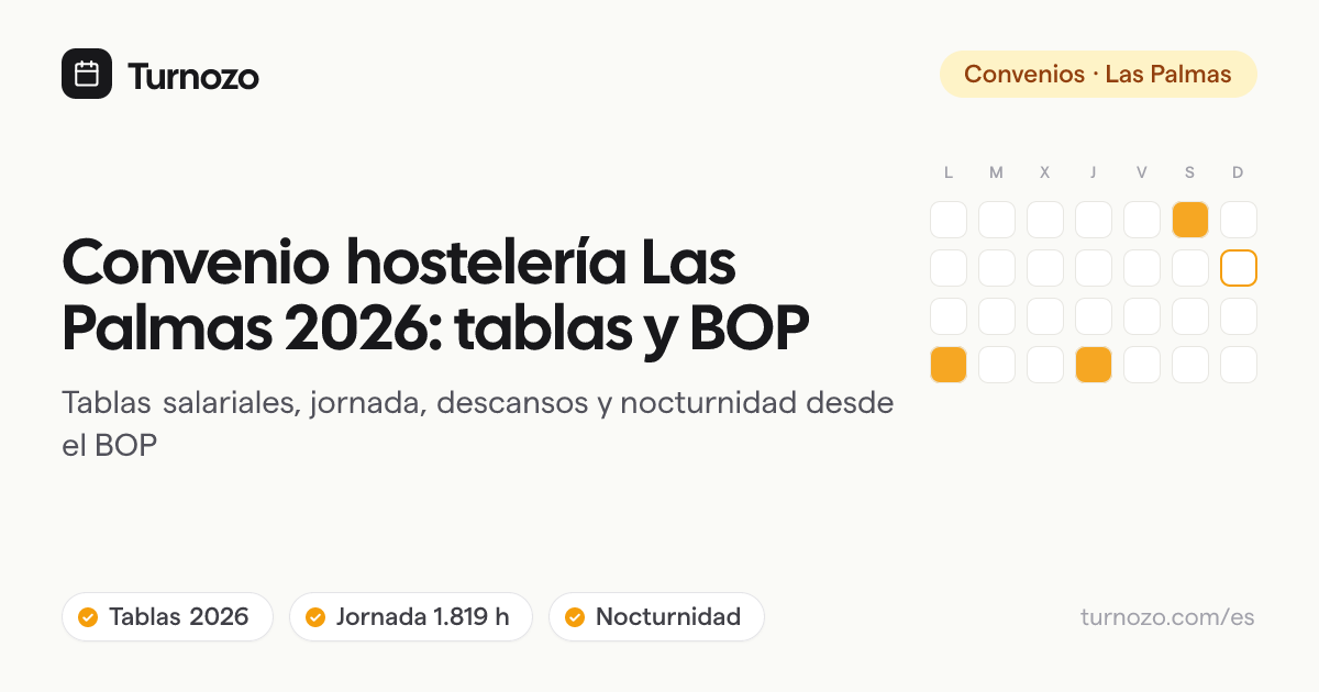 Convenio de hostelería Las Palmas 2026 con tabla salarial, BOP, jornada y turnos