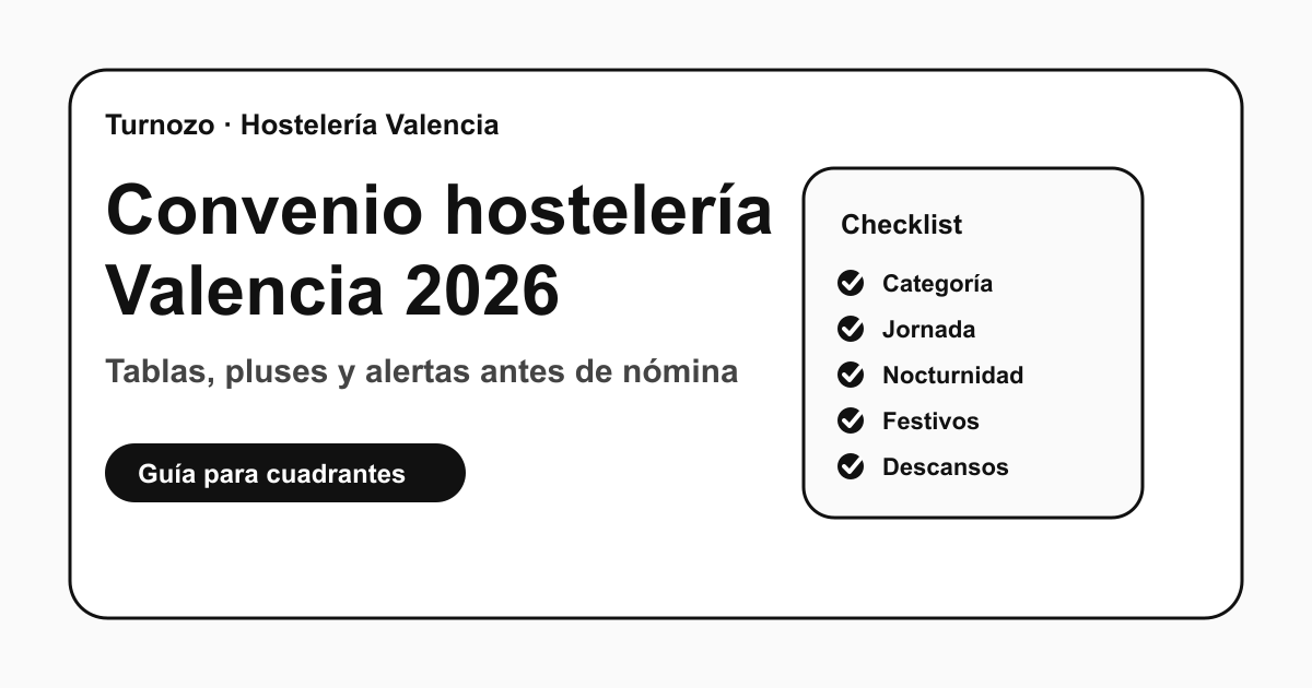 Checklist del convenio de hostelería Valencia 2026 para salarios, pluses y turnos