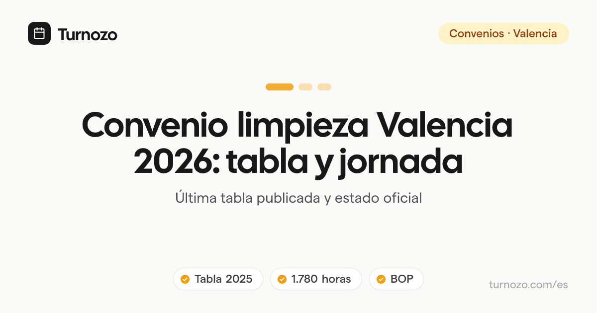 Tabla y cuadrante del convenio de limpieza de edificios y locales de Valencia