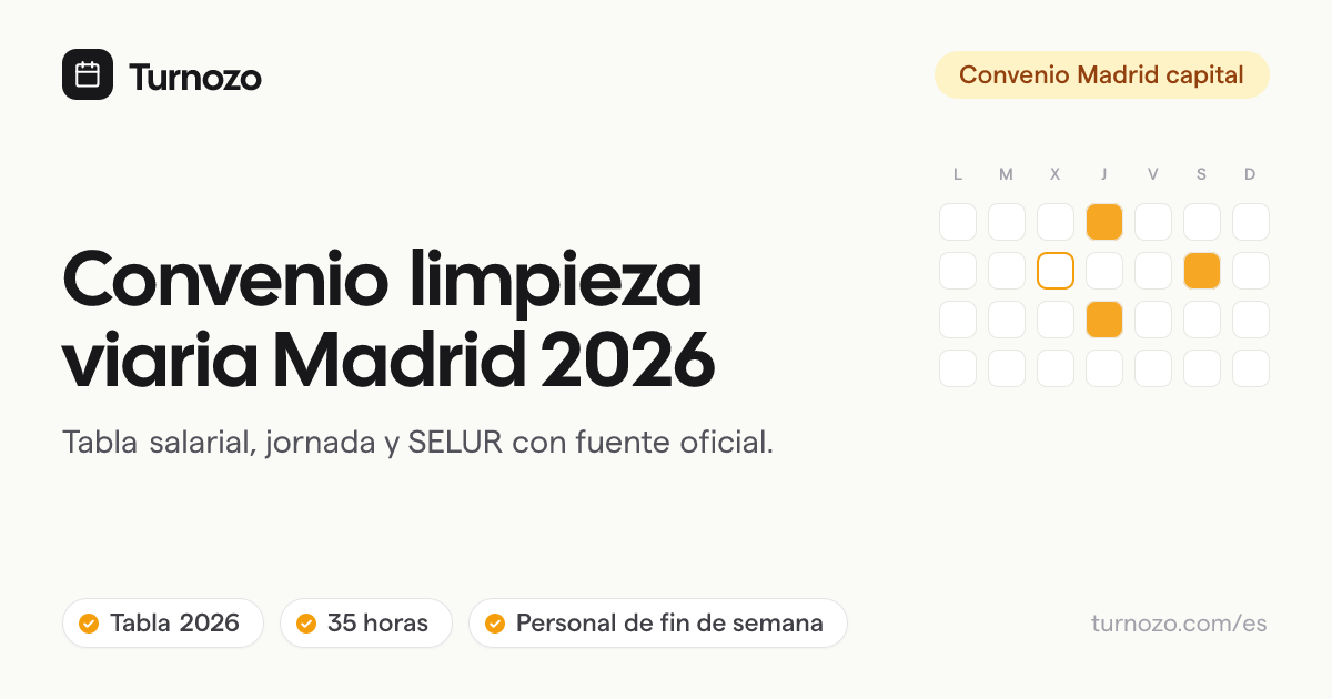 Tabla salarial y cuadrante del convenio de limpieza viaria de Madrid capital