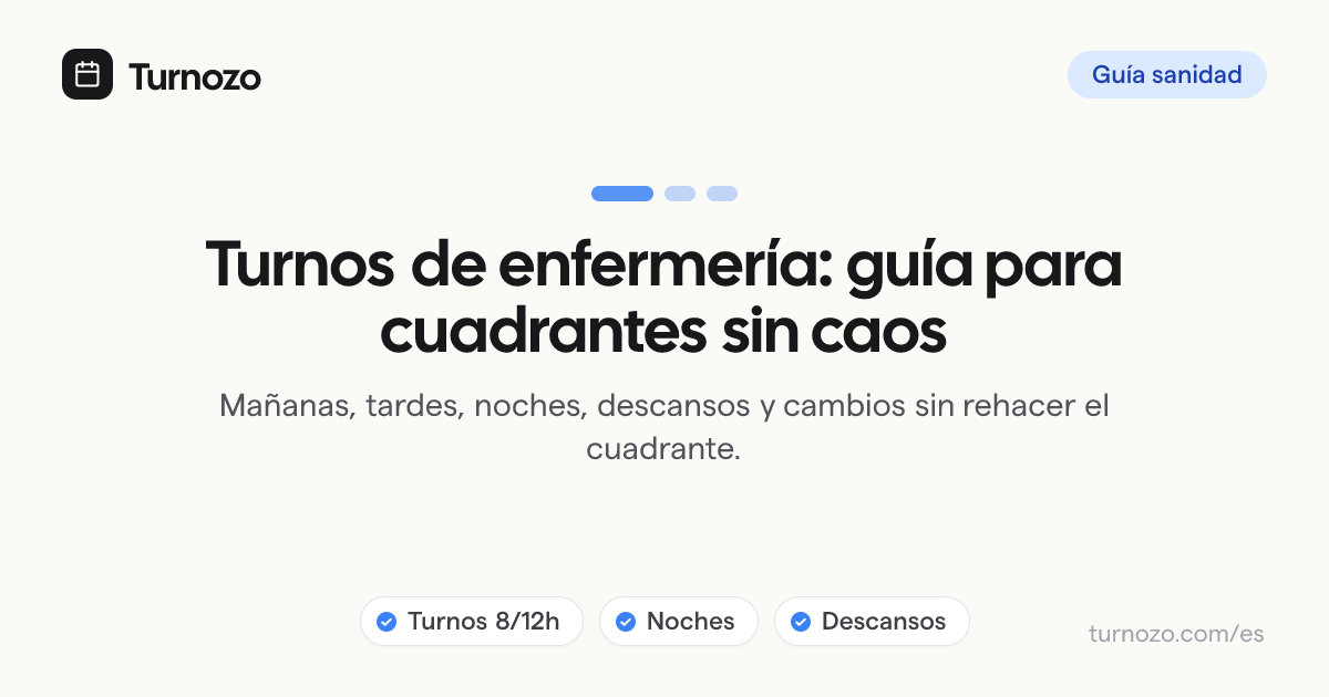 Cuadrante de turnos de enfermería con mañanas, tardes, noches y descansos