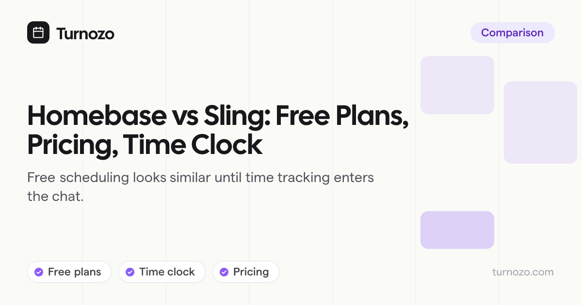 Homebase vs Sling scheduling software comparison with free plan and time clock notes