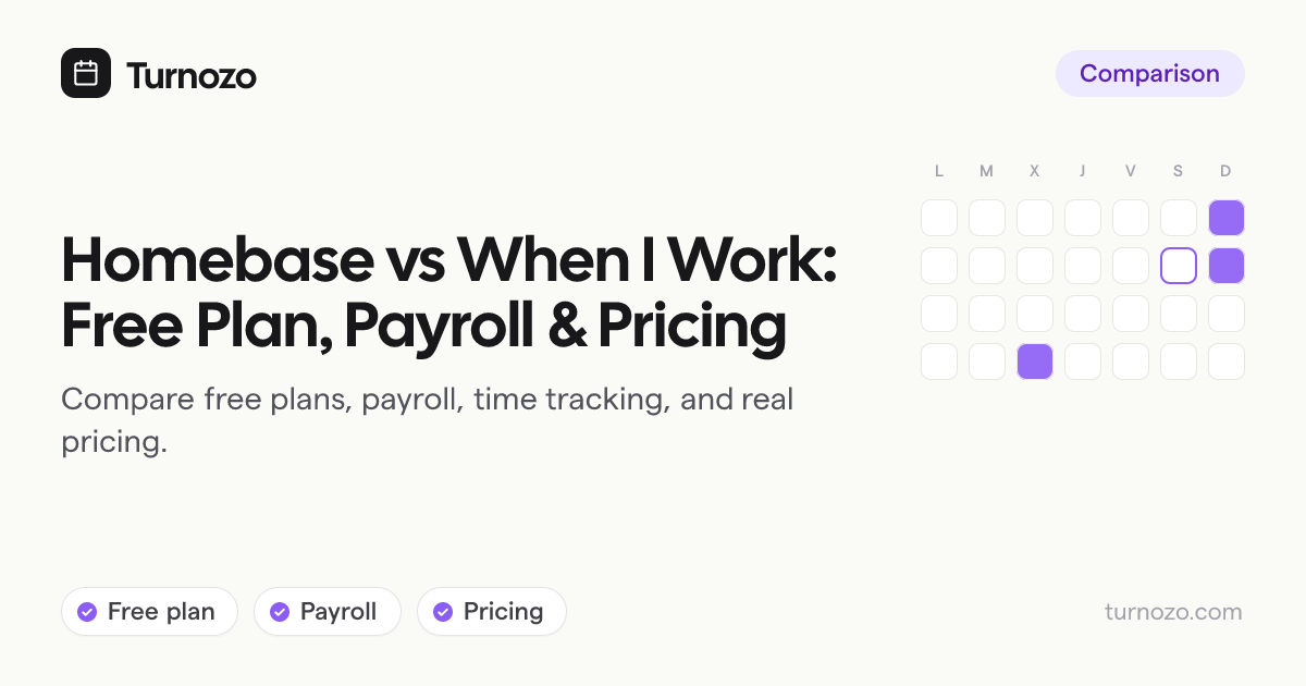 Homebase vs When I Work comparison covering free plans, payroll, and pricing