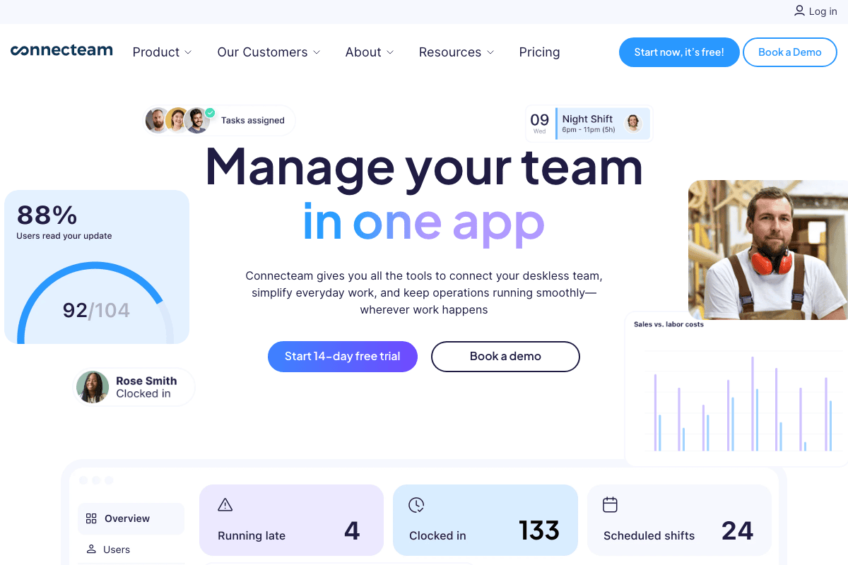 Connecteam employee management homepage