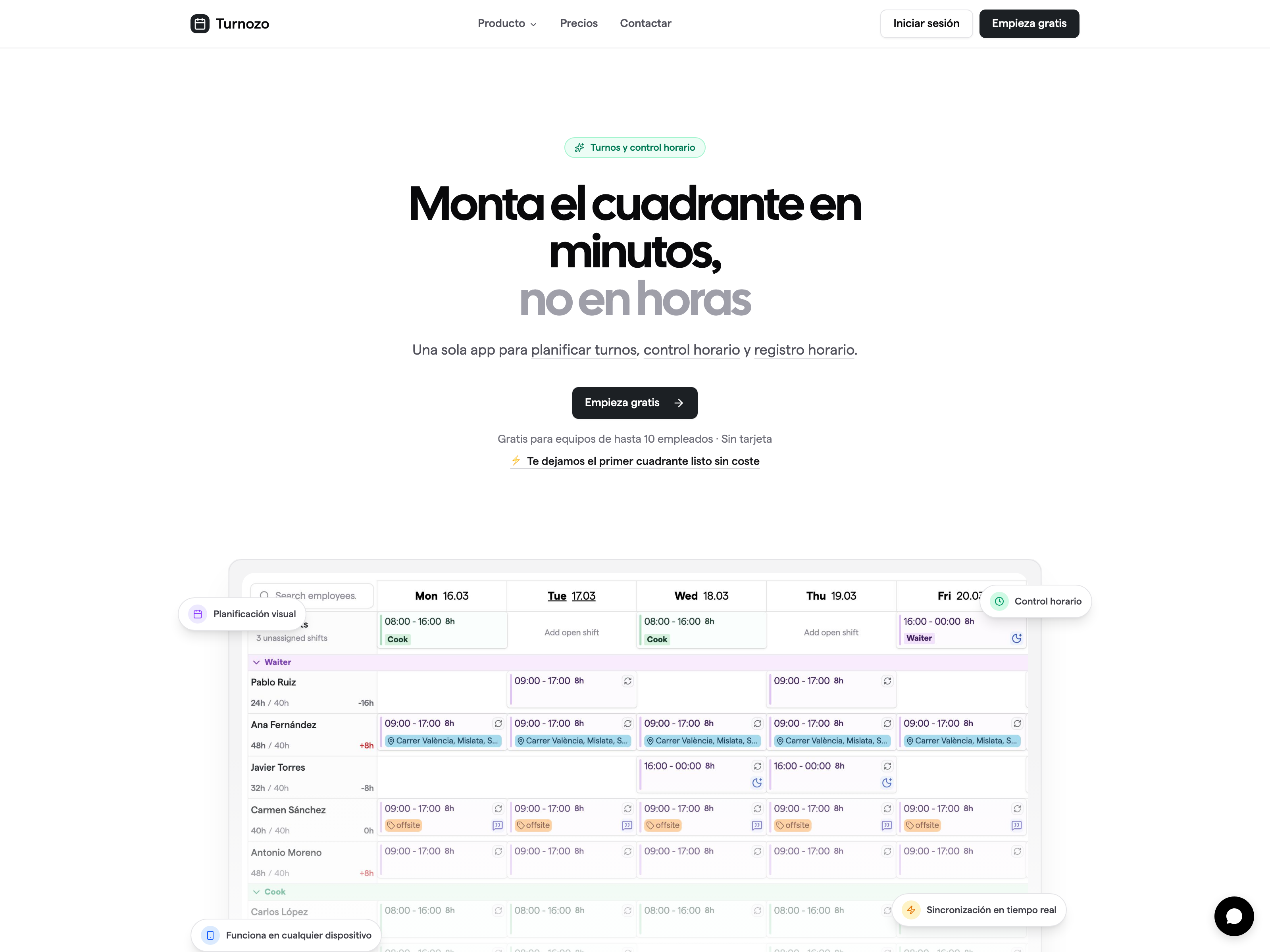 Turnozo: turnos y fichaje