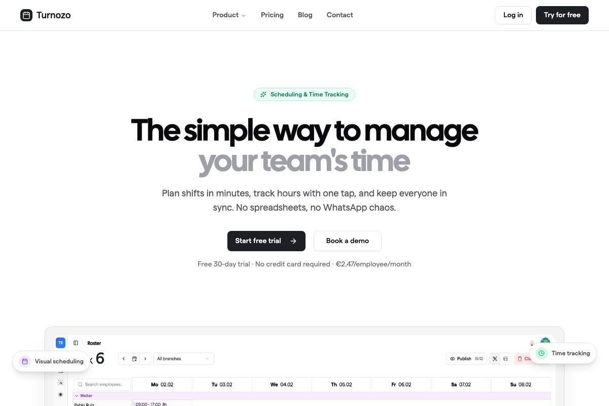 Turnozo scheduling software